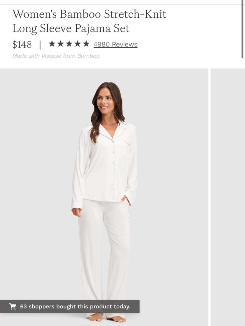 Cozy Earth Bamboo Stretch-Knit Long Sleeve Pajama Set — NWTs